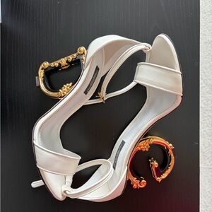 Dolce & Gabbana White Heels with Gold Details